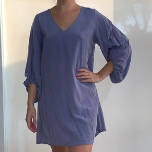 Flawless Light Purple V-Neck Balloon-Sleeve Dress